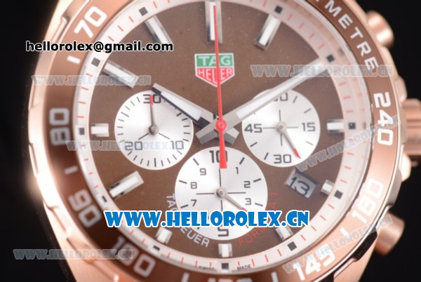 Tag Heuer Formula 1 Miyota Quartz Rose Gold Case with Stick Markers Brown Dial and Brown Nylon Strap - Click Image to Close